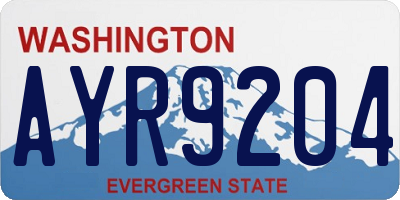 WA license plate AYR9204