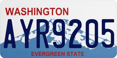 WA license plate AYR9205