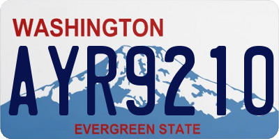 WA license plate AYR9210