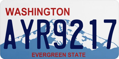 WA license plate AYR9217