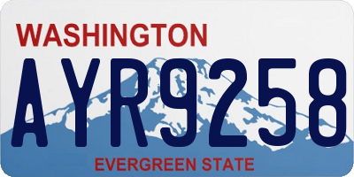 WA license plate AYR9258