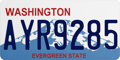 WA license plate AYR9285