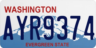 WA license plate AYR9374