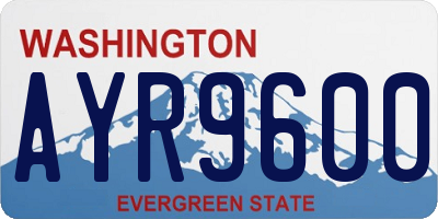 WA license plate AYR9600