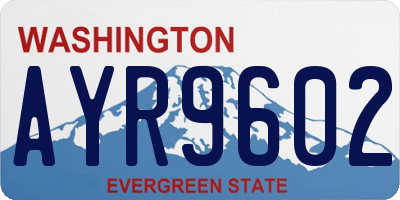 WA license plate AYR9602