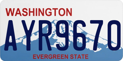 WA license plate AYR9670