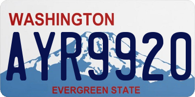 WA license plate AYR9920
