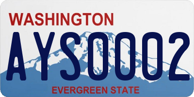 WA license plate AYS0002