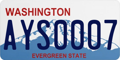 WA license plate AYS0007