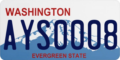 WA license plate AYS0008