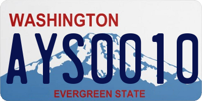 WA license plate AYS0010