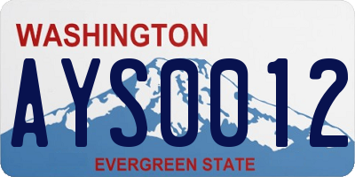 WA license plate AYS0012