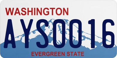 WA license plate AYS0016