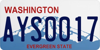 WA license plate AYS0017