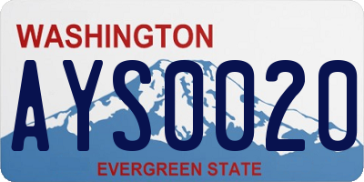 WA license plate AYS0020