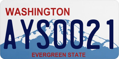 WA license plate AYS0021