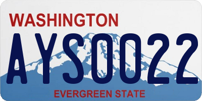 WA license plate AYS0022