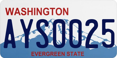 WA license plate AYS0025