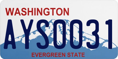 WA license plate AYS0031