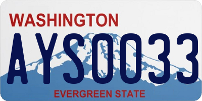WA license plate AYS0033