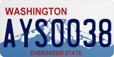 WA license plate AYS0038