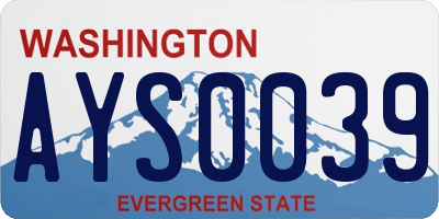 WA license plate AYS0039