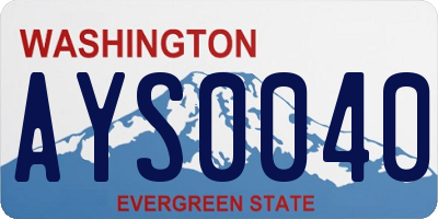 WA license plate AYS0040