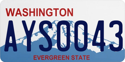 WA license plate AYS0043