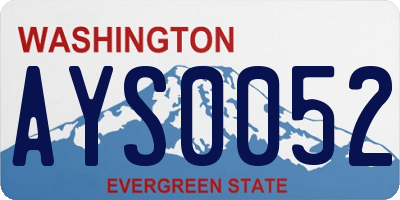 WA license plate AYS0052