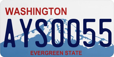 WA license plate AYS0055