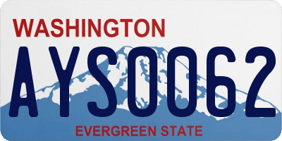 WA license plate AYS0062