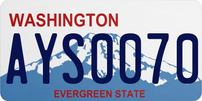 WA license plate AYS0070