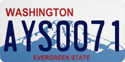 WA license plate AYS0071