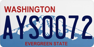 WA license plate AYS0072