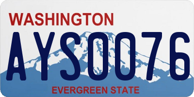 WA license plate AYS0076