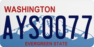WA license plate AYS0077