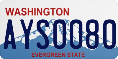 WA license plate AYS0080