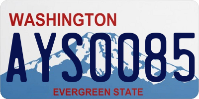 WA license plate AYS0085