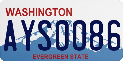 WA license plate AYS0086