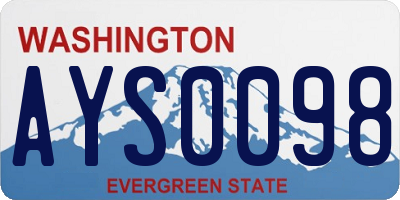 WA license plate AYS0098