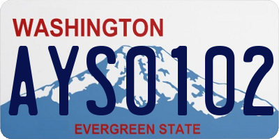 WA license plate AYS0102