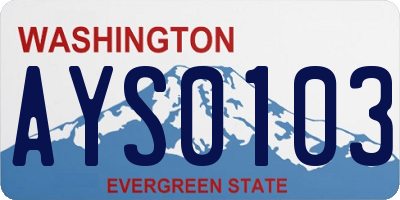 WA license plate AYS0103
