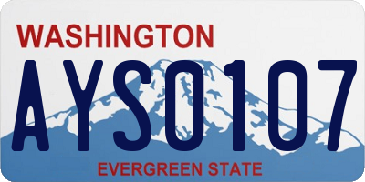 WA license plate AYS0107