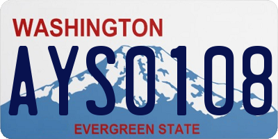 WA license plate AYS0108