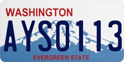 WA license plate AYS0113