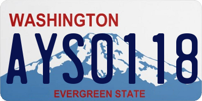 WA license plate AYS0118