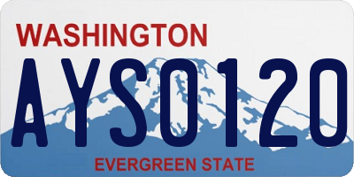 WA license plate AYS0120