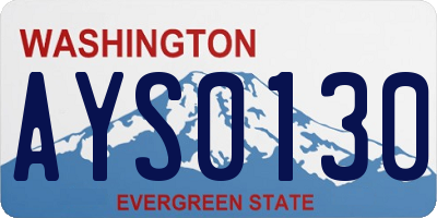 WA license plate AYS0130