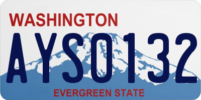 WA license plate AYS0132