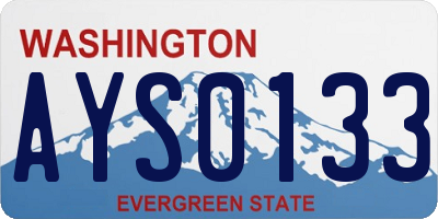 WA license plate AYS0133